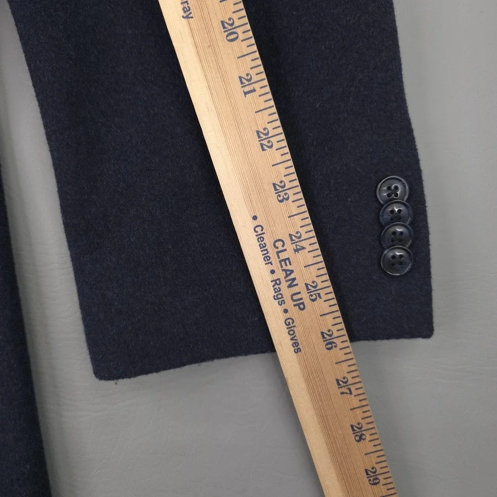 Nautica Coat Mens 48 Blue Wool Single Breasted Long Lined Overcoat Classic